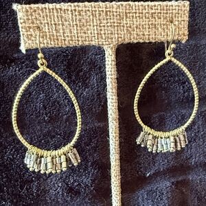 Park Lane Gold Teardrop Hoop Earrings with Beaded Fringe